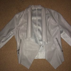 Small Grey Lather Jacket with Suede Sleeves